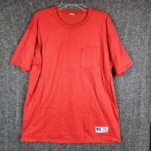 Russell Athletic Pocket T-Shirt Men XXL Red Vintage High Cotton Made in USA